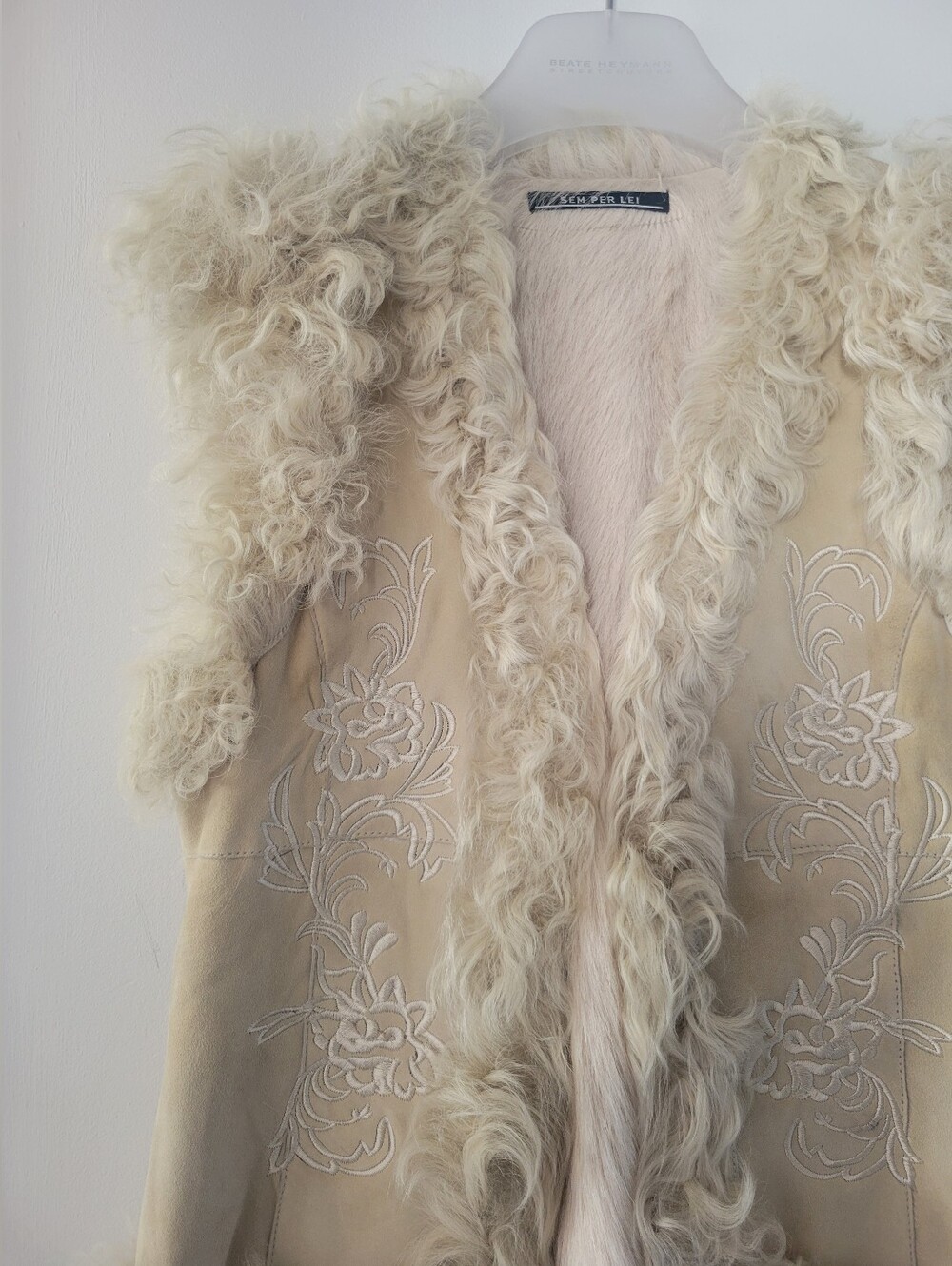 Sem Per Lei Real Suede & Fur Embroidered Afghan Boho Vest 36